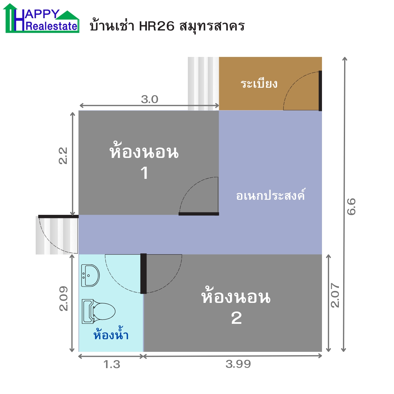 B26E โครงการบ้านเช่า คอกกระบือ สมุทรสาคร  36 ตรม. - รูปที่ 2